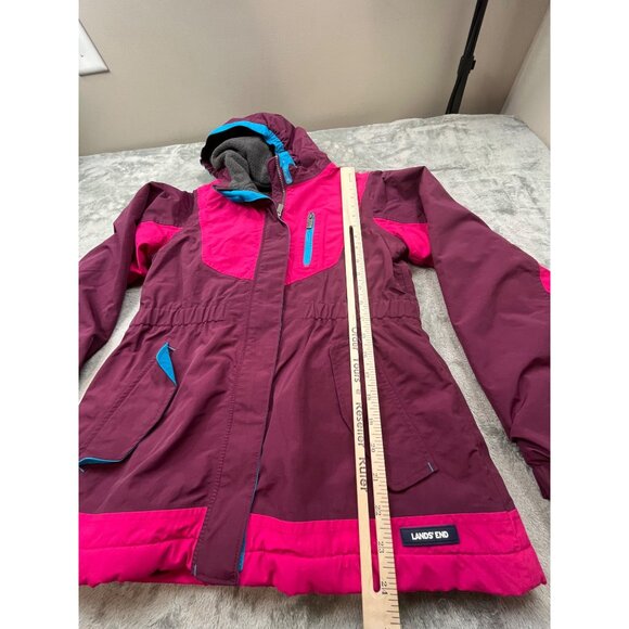 Lands End Kids L 14 Purple & Pink Waterproof Windproof Squall Parka Jacket Nylon - Picture 5 of 14